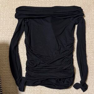 Abercrombie & Fitch Black Off-Shoulder Long Sleeve Top